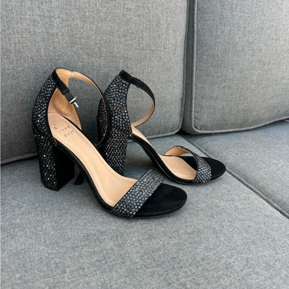 Black Crystal Heels